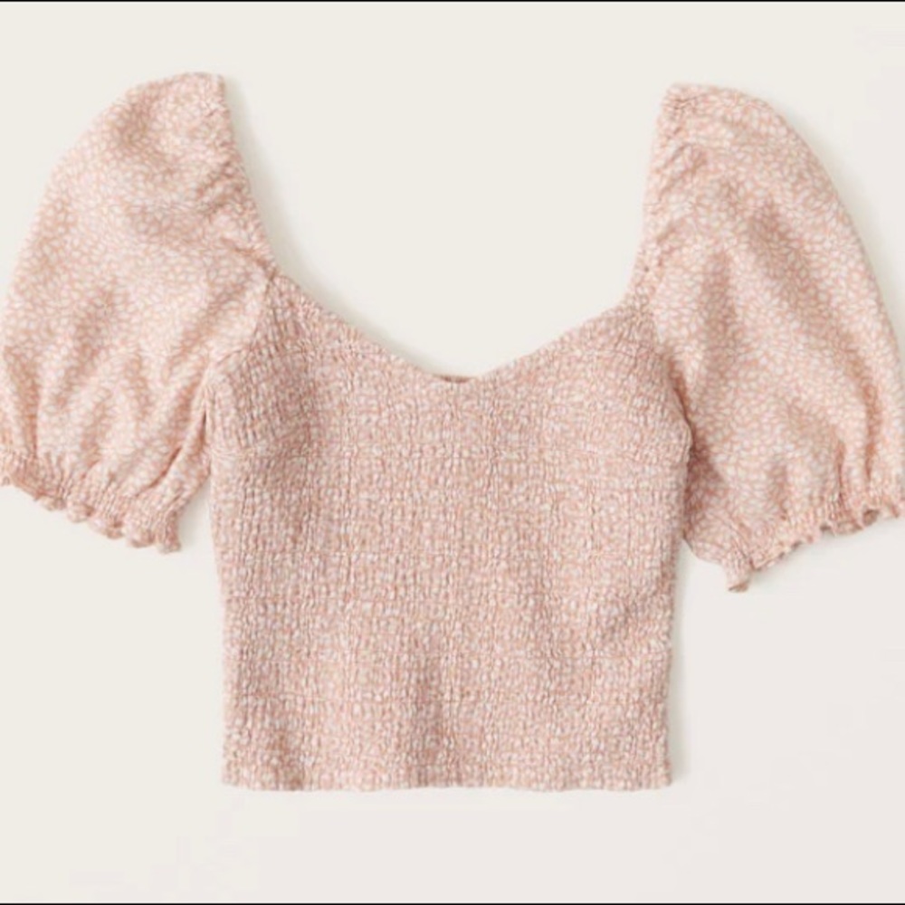 Abercrombie Smocked Puff Sleeve Linen Top